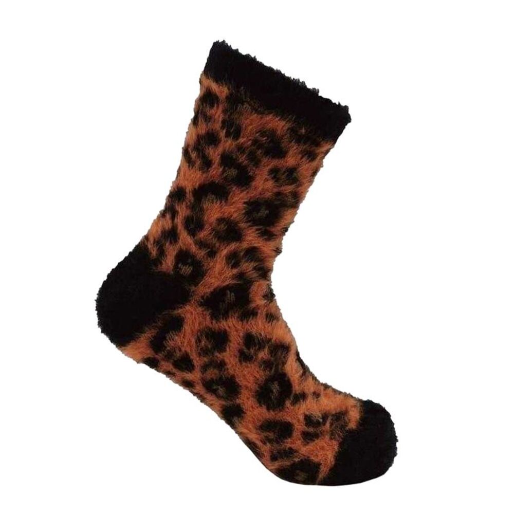 Miso Womens/Ladies Leopard Print Ankle Socks / Brown/Black